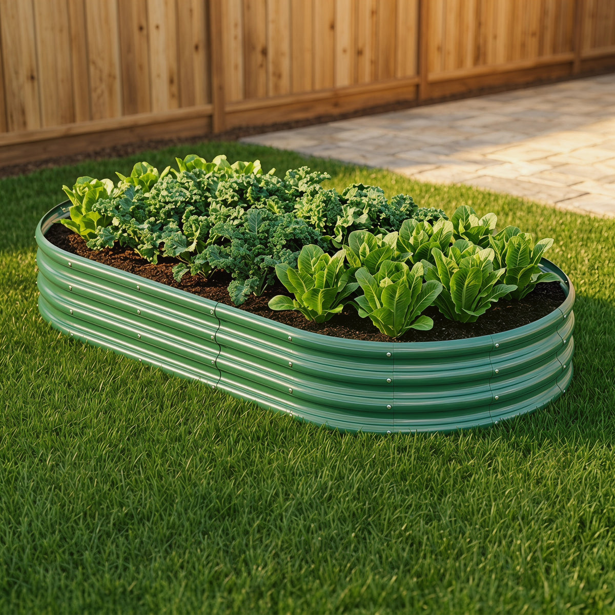 Galvanized Raised Garden Bed, 6x3x1 Ft, Green Metal Planter Box