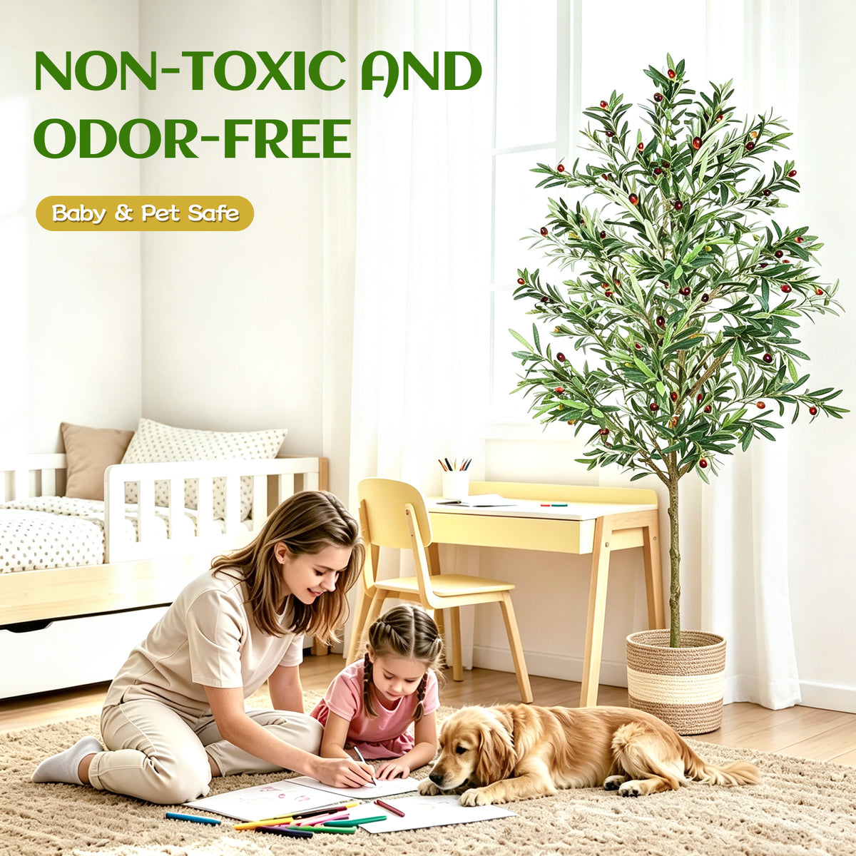 7FT Artificial Olive Tree Indoor Tall Faux Plant