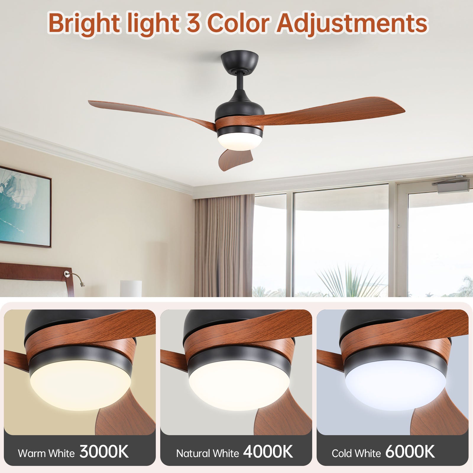 52-Inch Ceiling Fan With Reversible DC Motor and LED Light