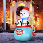 5ft Christmas Inflatables Outdoor Decoration: Bear & Penguins