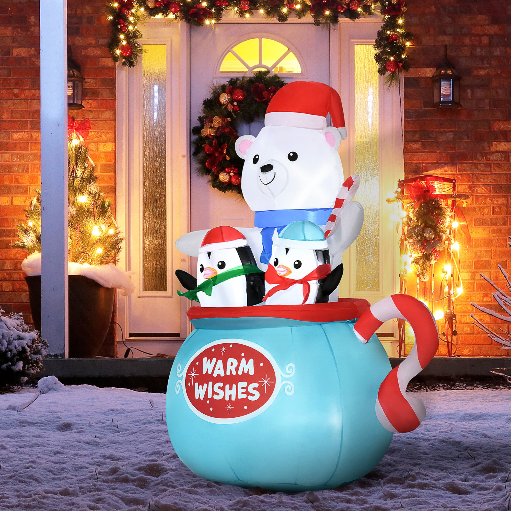 5ft Christmas Inflatables Outdoor Decoration: Bear & Penguins