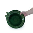 Handmade Ceramic Bird Bath - 11.8 Inch Olive