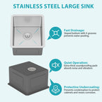 15 Inch Undermount Sink - Stainless Steel Single Bowl Kitchen Sink
