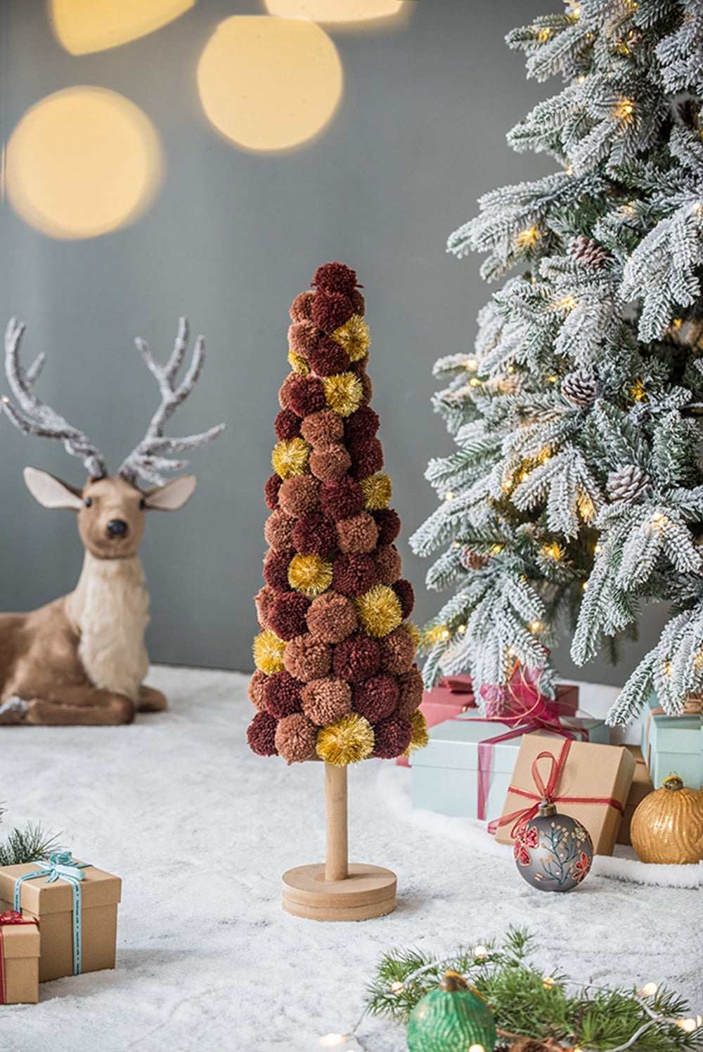 8.7x8.7x31.5" Tall Tree Christmas Table Decor, Coffee