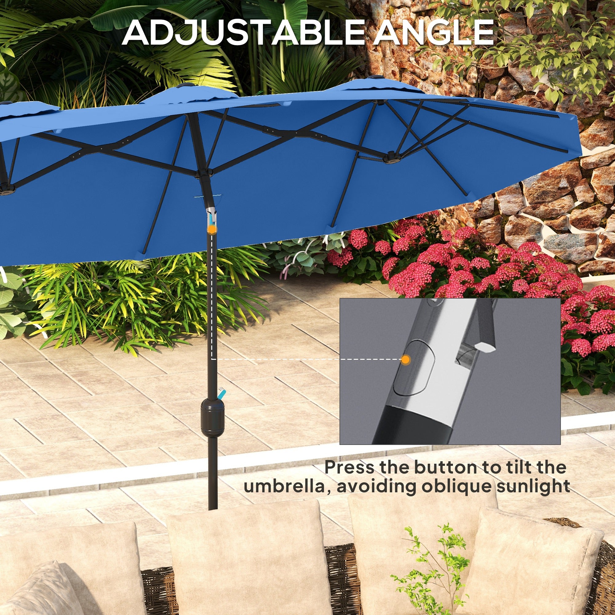 Outsunny 9.5' Double-Sided Patio Umbrella