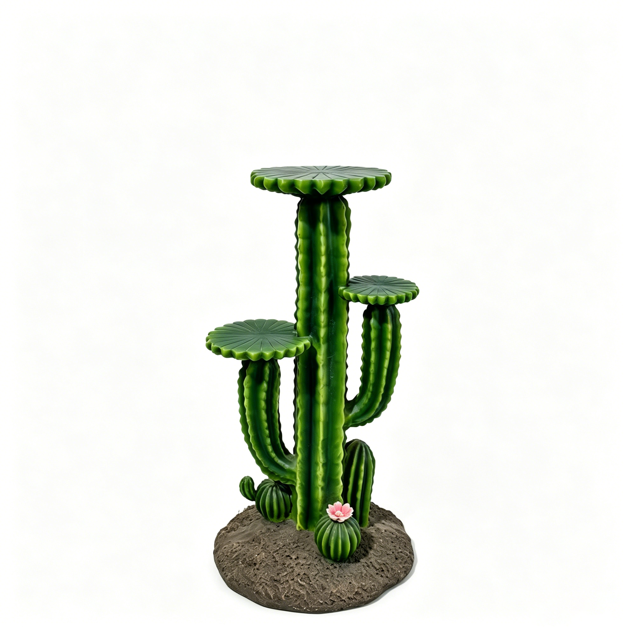 32" Resin Saguaro Cactus Plant Stand with 3 Display Shelves