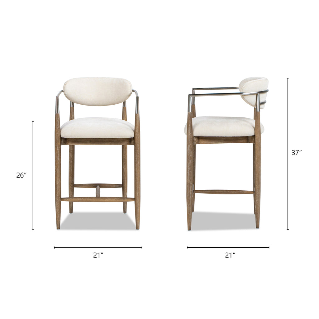 Artemis 26-Inch Counter Stool, Chenille Upholstered, White