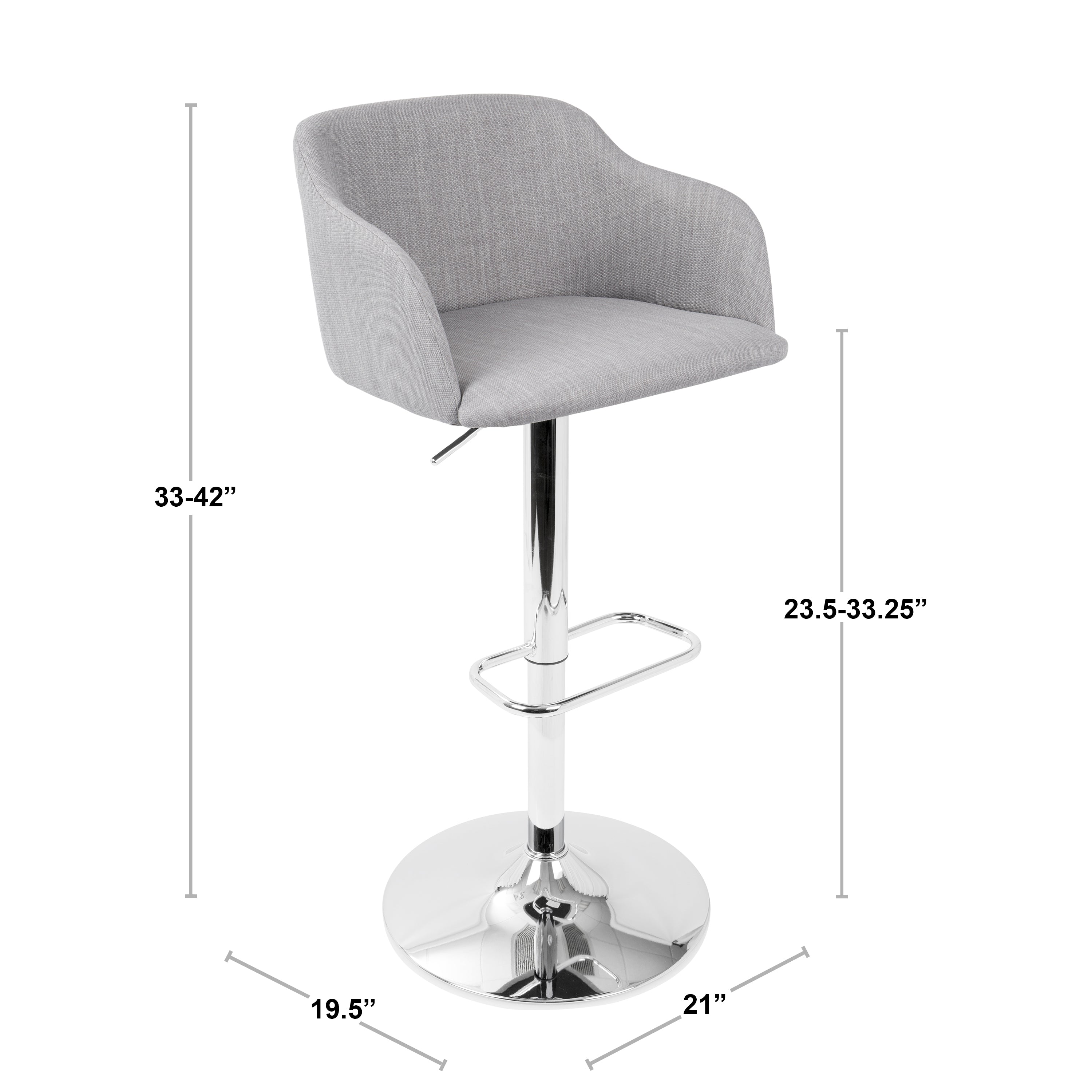 Contemporary Adjustable Barstool with Swivel in Light