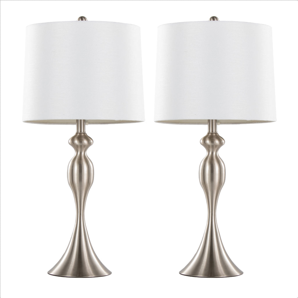 27" Contemporary Metal Table Lamp in Brushed Nickel