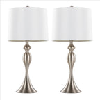 27" Contemporary Metal Table Lamp in Brushed Nickel
