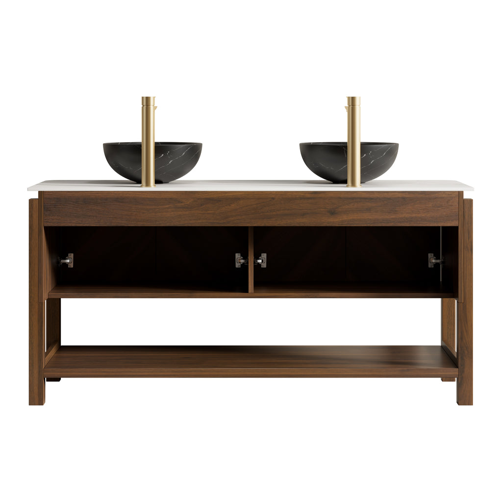 Indigo 60" Bathroom Vanity & Sink, Freestanding Plywood Storage Cabinet