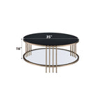 Abisha Sintered Stone Top & Champagne Finish Round Coffee Table