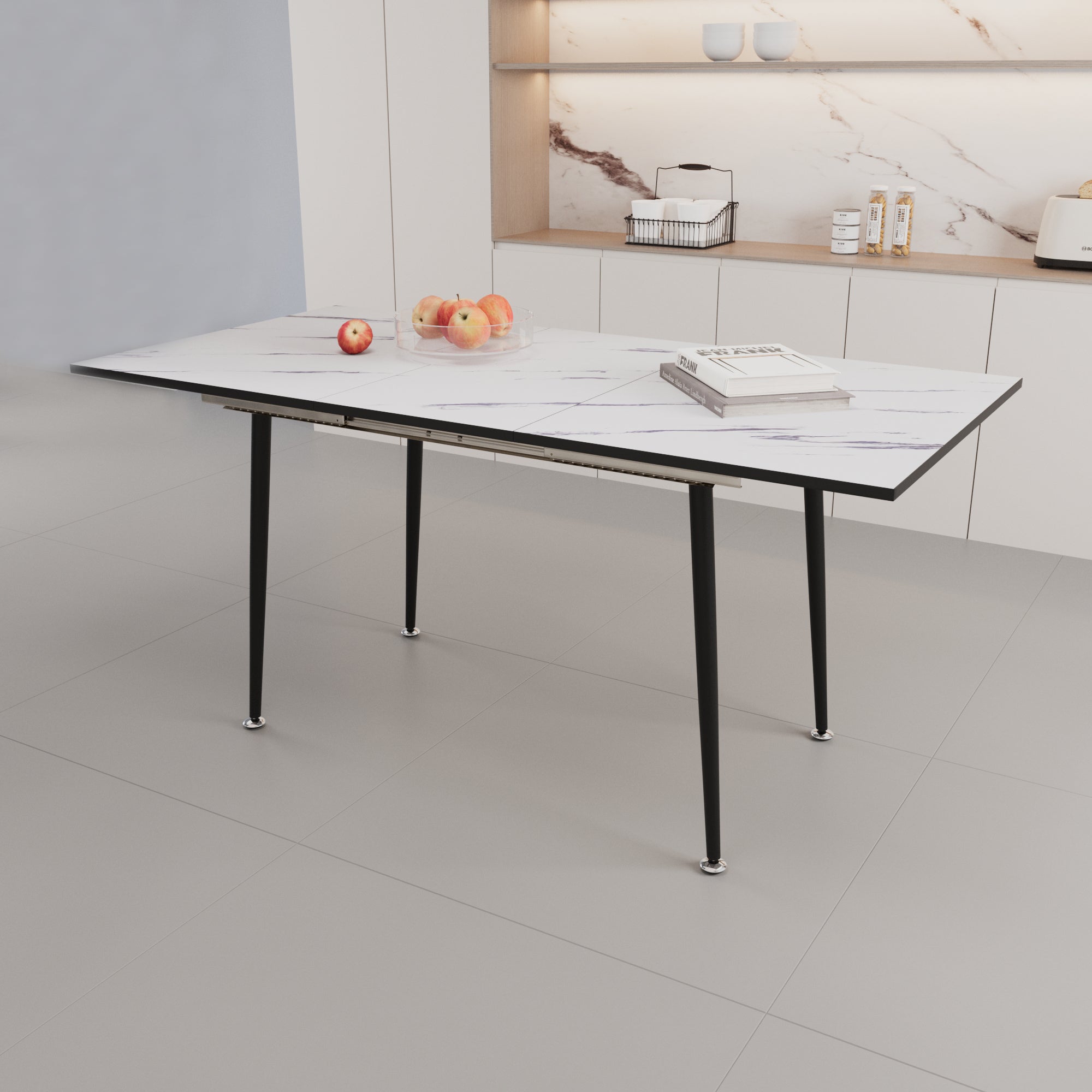 47"-63" Extendable MDF Modern Dining Table and Chair Set