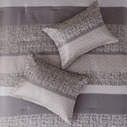 7 Piece Jacquard Comforter Set Grey/Taupe King