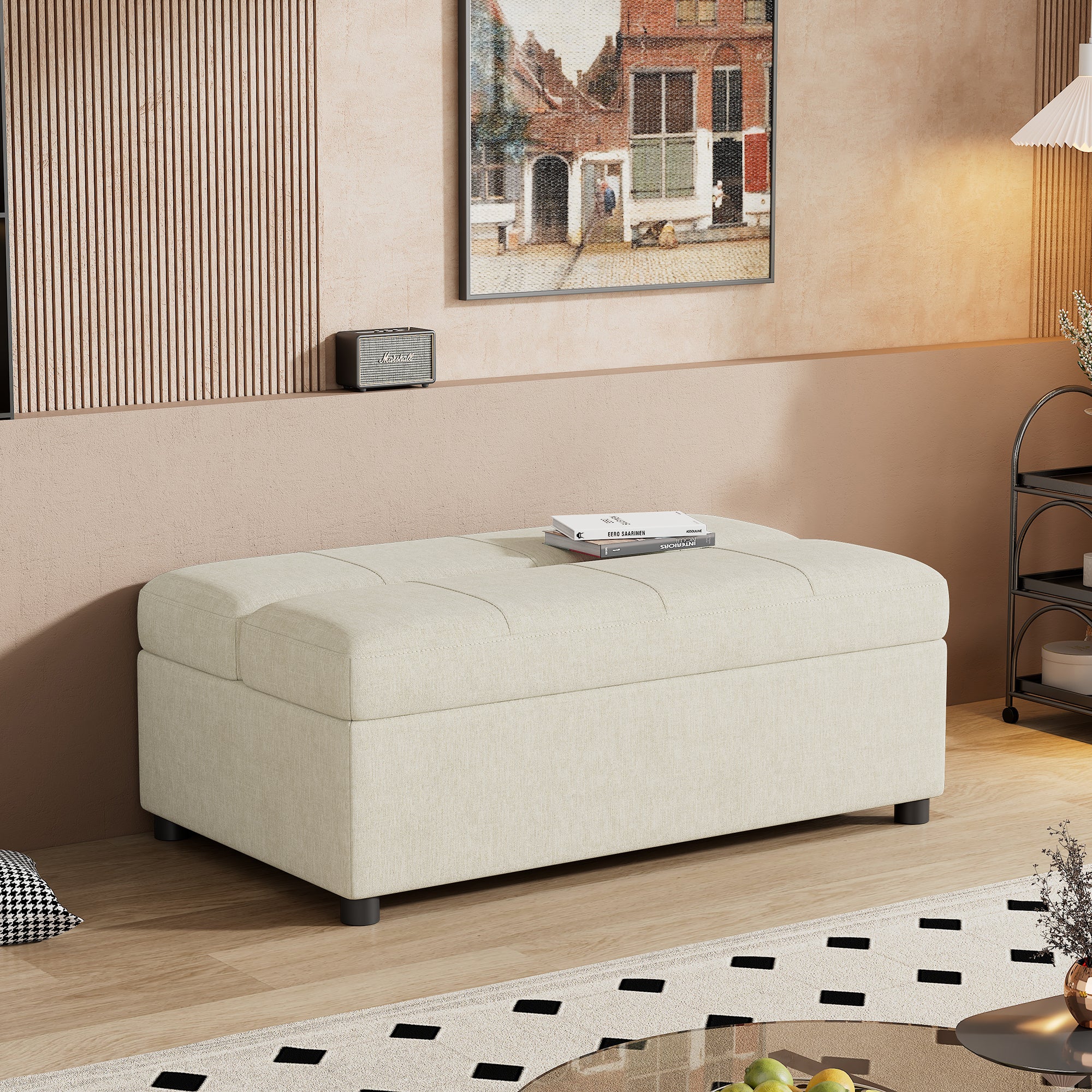 Twin Size Folding Ottoman Sleeper Bed with Mattress Convertible Guest Bed