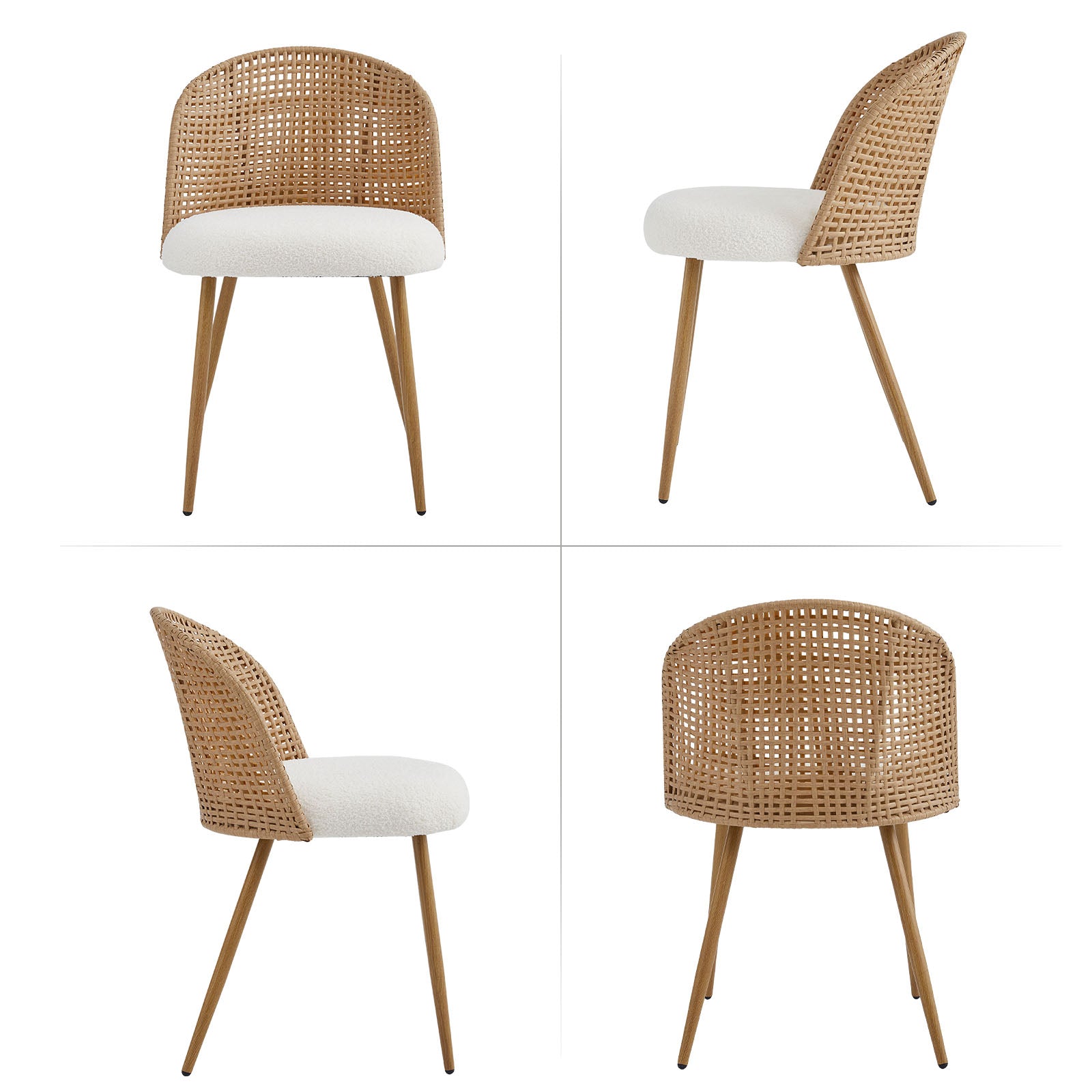 Round Wooden Dining Table + 4 Chairs