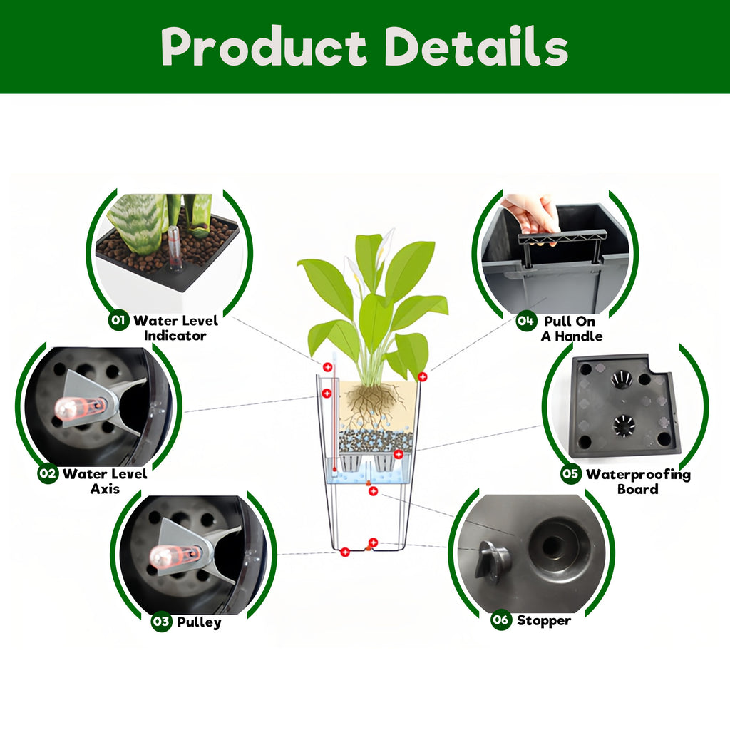 Pack of 2 Square Planters for Garden