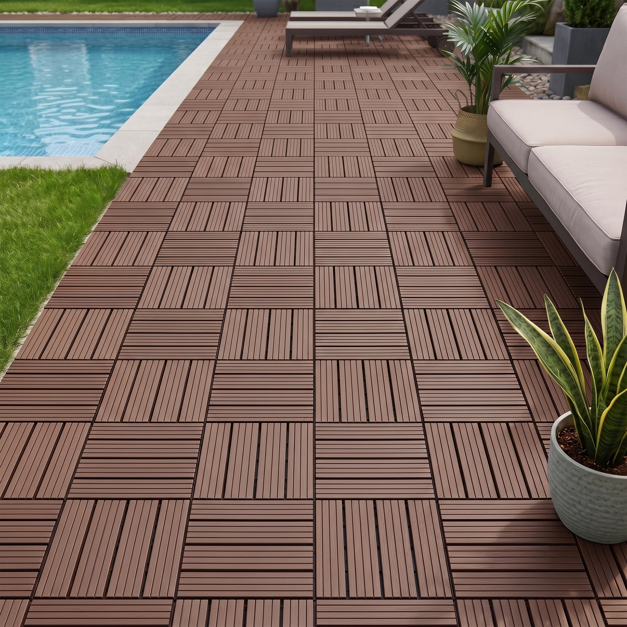 Plastic Interlocking Deck Tiles - 44 Pack