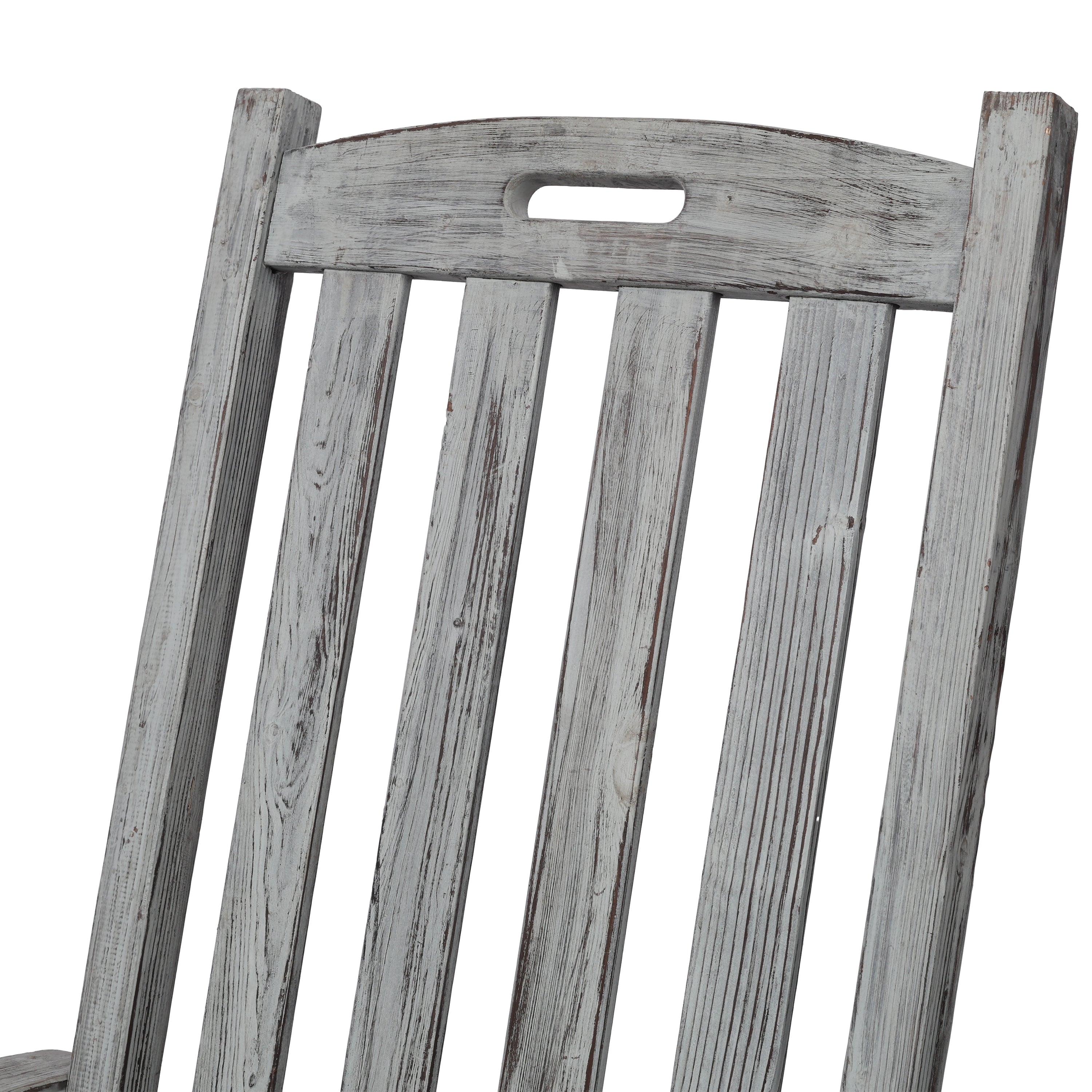 Wooden Oversized Porch Rocker Chair With Wide Seat and Tall Backrest
