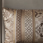 7 Piece Jacquard Comforter Set Brown/Gold King