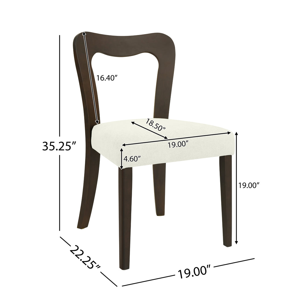 Dining Chair Without Arm Set of 2 - Dark Brown and Beige