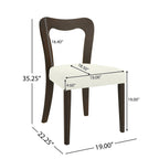 Dining Chair Without Arm Set of 2 - Dark Brown and Beige