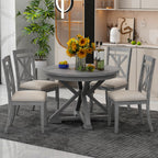 TREXM 5-Piece Retro Functional Dining Table Set
