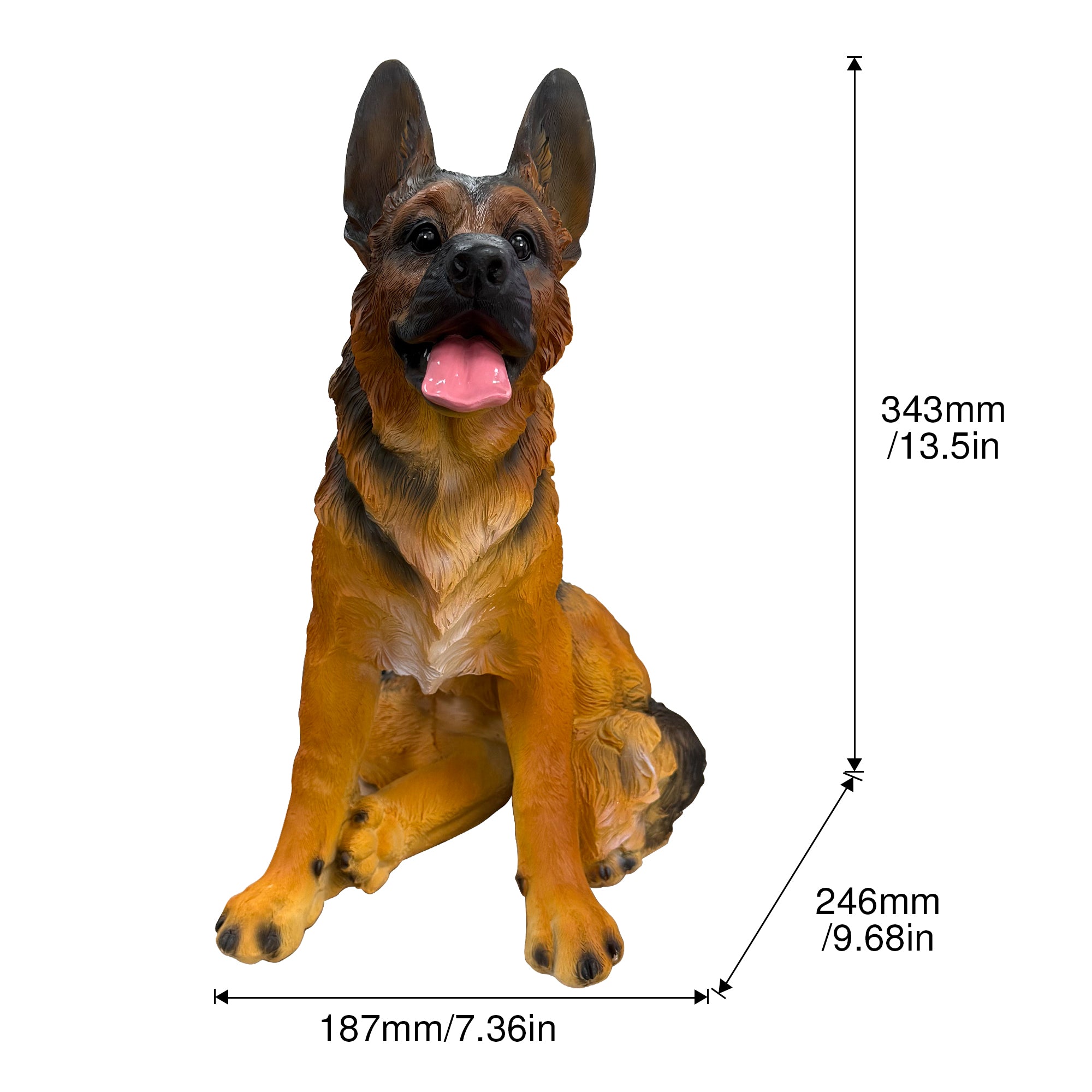 Realistic German Shepherd Resin Statue