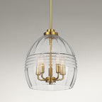 Zen Five Pendant Chain Hanging Light with Clear Glass - Satin
