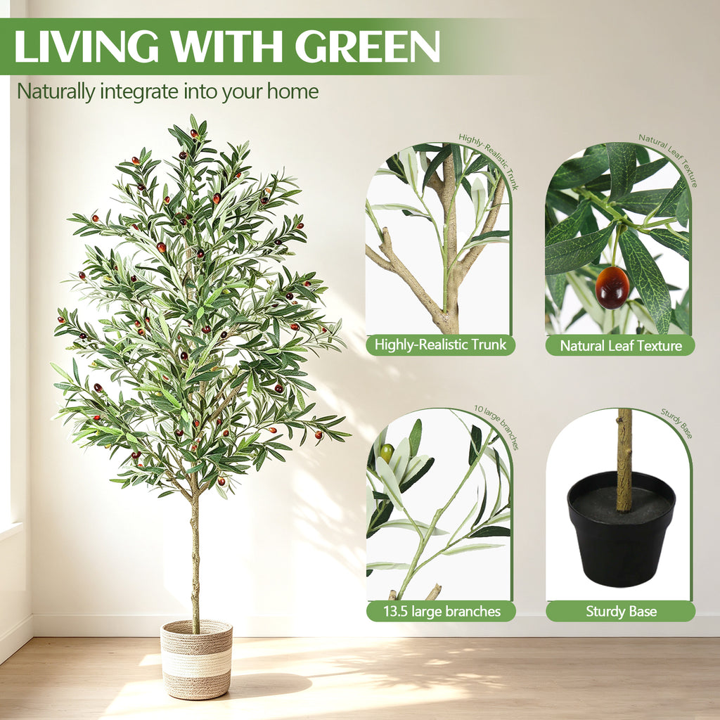 7FT Artificial Olive Tree Indoor Tall Faux Plant