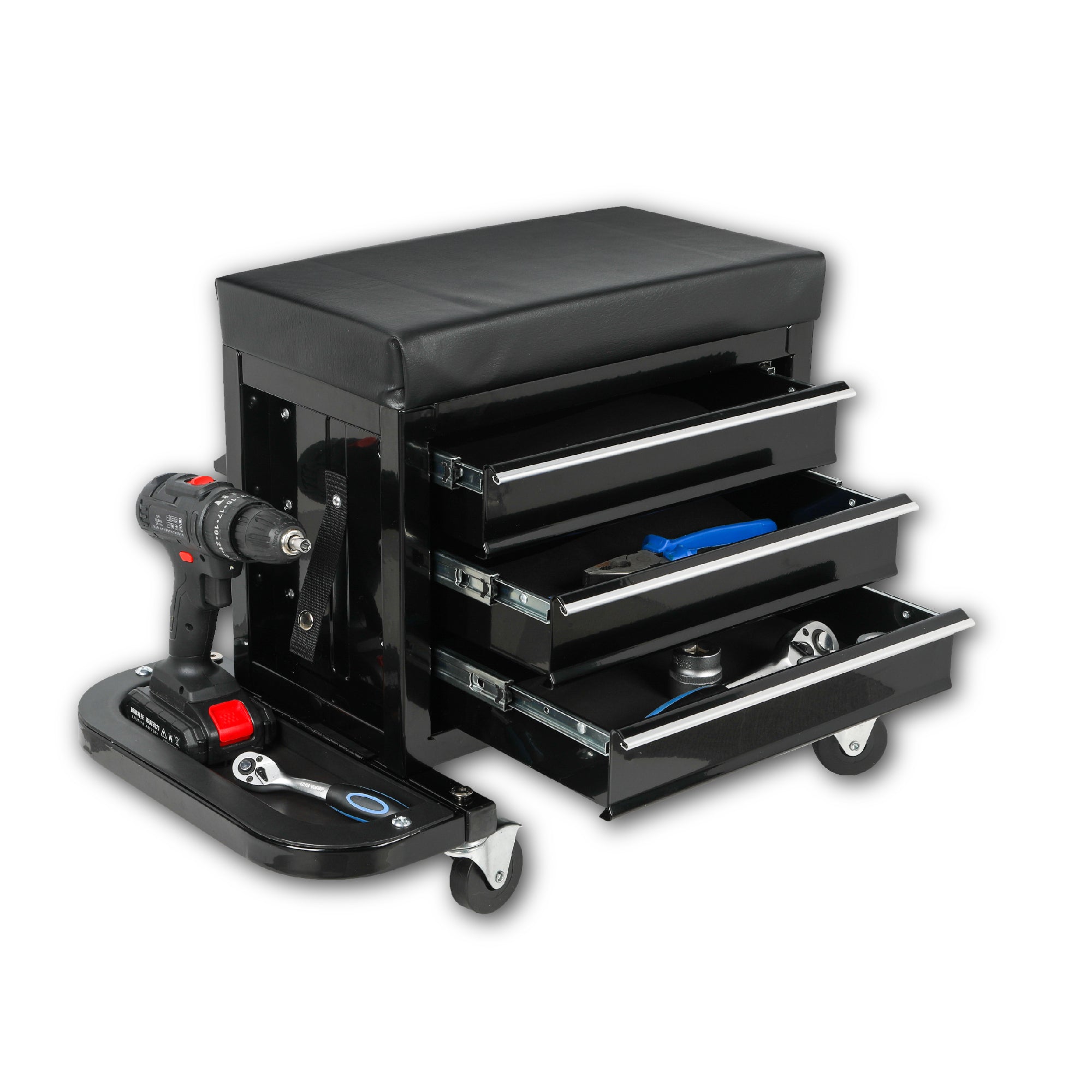 3-Drawer Tool Chest Rolling Mechanic Seat