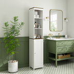 Tall Bathroom Storage Cabinet with Reversible Door
