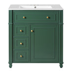 Bathroom Vanity Cabinet with Ceramic Sink Basin - 30 Inch