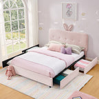 Full Size Kids Upholstered Bed with Oversized Rabbit Ear Headboard