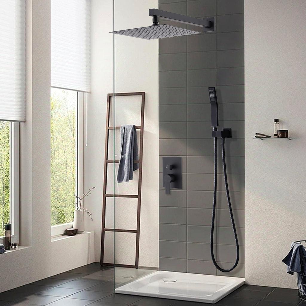 12 Inch Ceiling Mount Brushed Nickel Shower System