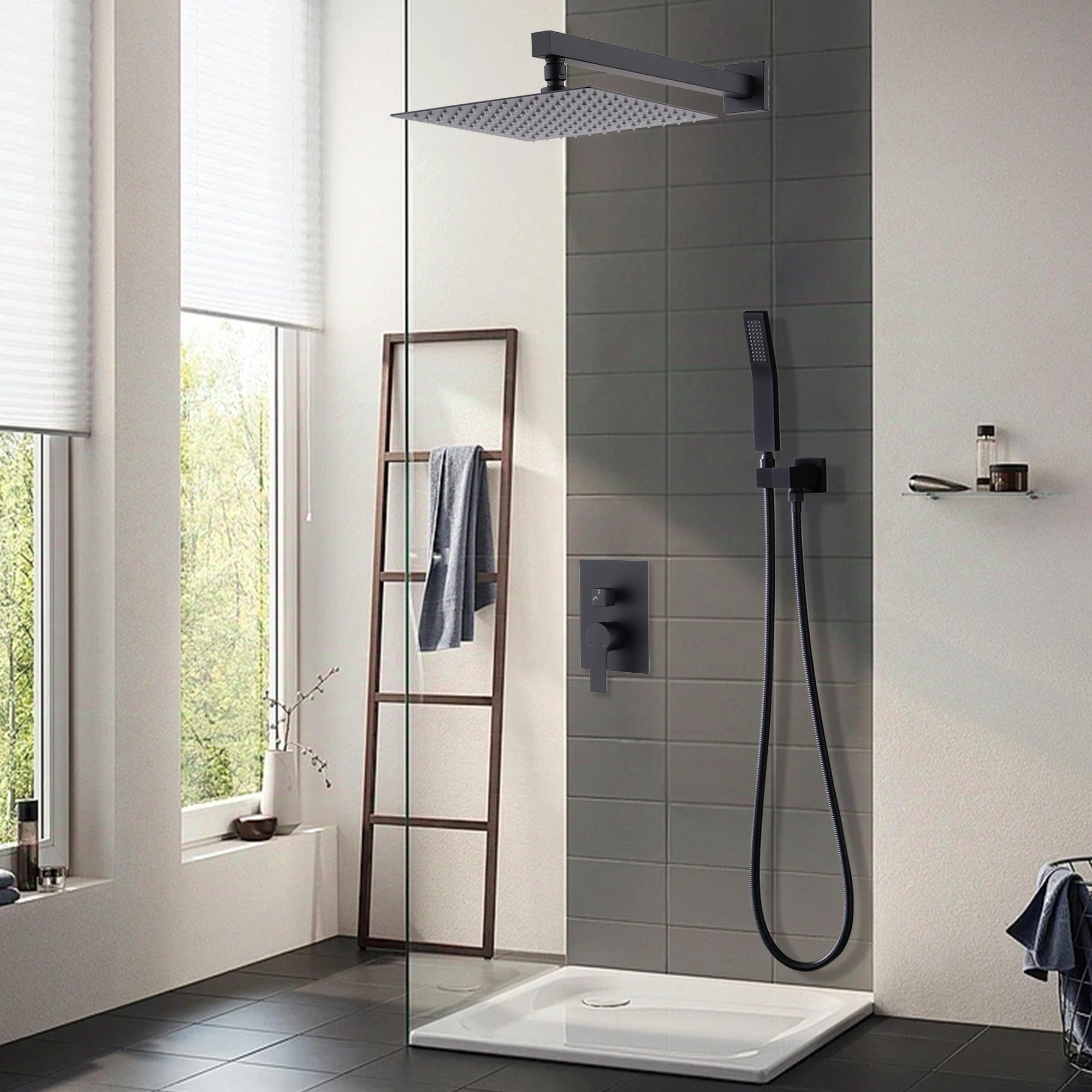 12 Inch Ceiling Mount Brushed Nickel Shower System