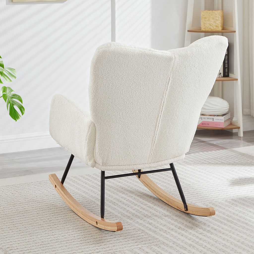 Tufted Upholstered Teddy Fabric Glider Chair for Living Room