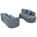 U_Style 132" Modern Sectional Sofa with Curved Design