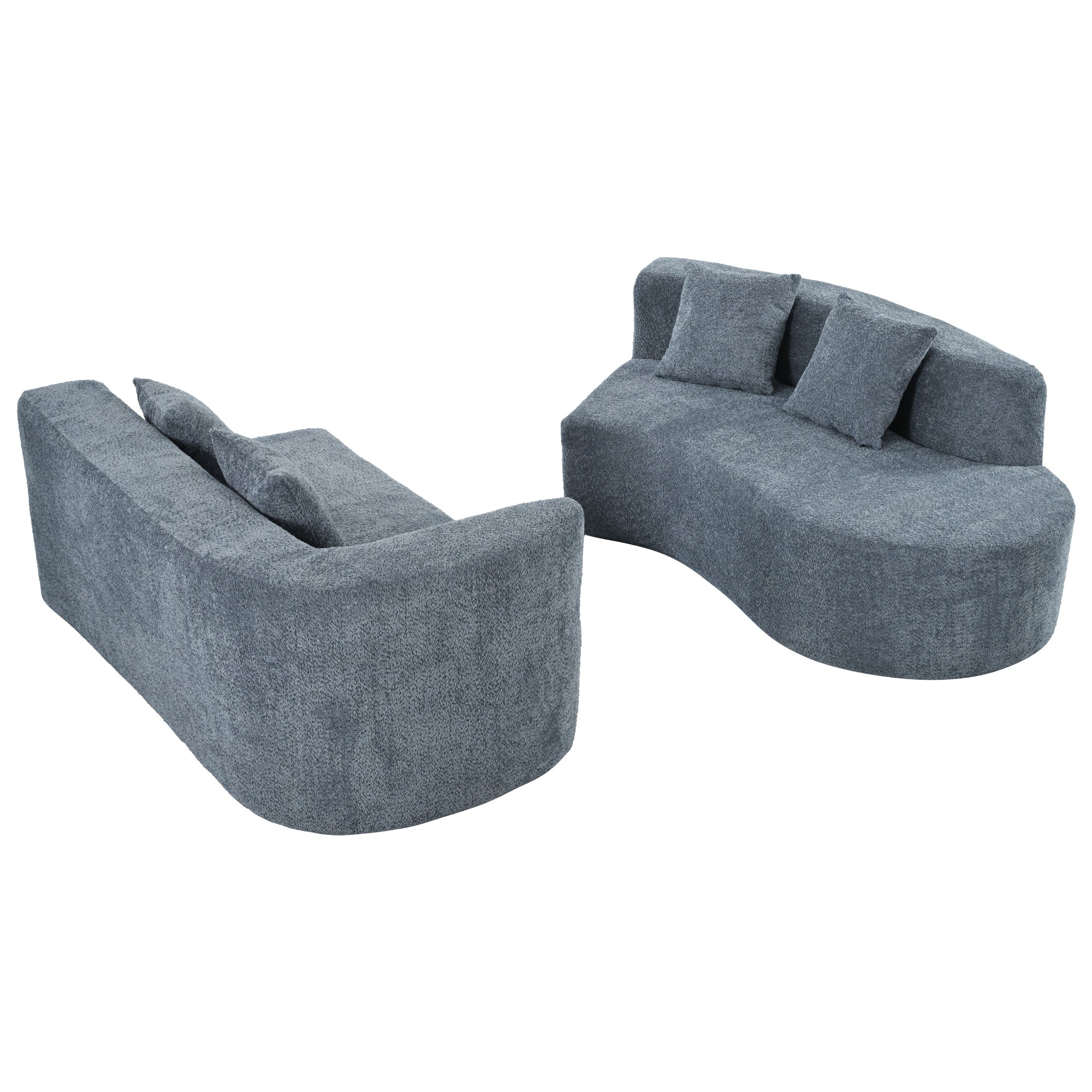 U_Style 132" Modern Sectional Sofa with Curved Design