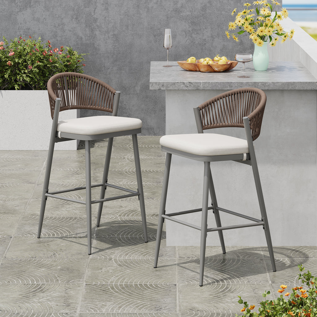 Outdoor 30.25" Seat Height Metal Frame Barstools