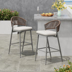 Outdoor 30.25" Seat Height Metal Frame Barstools