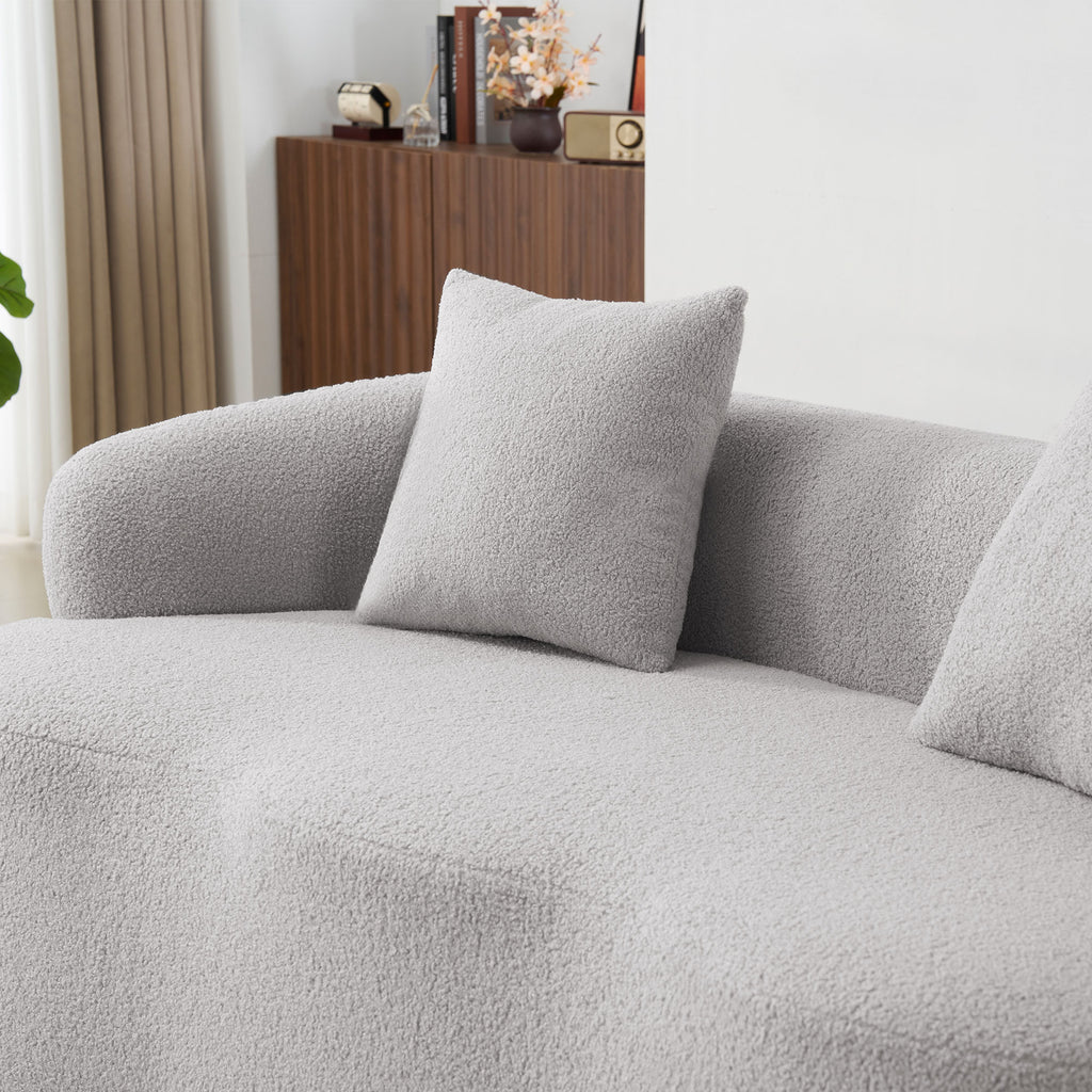 Grey Curved Loveseat Sofa with Round Armrest