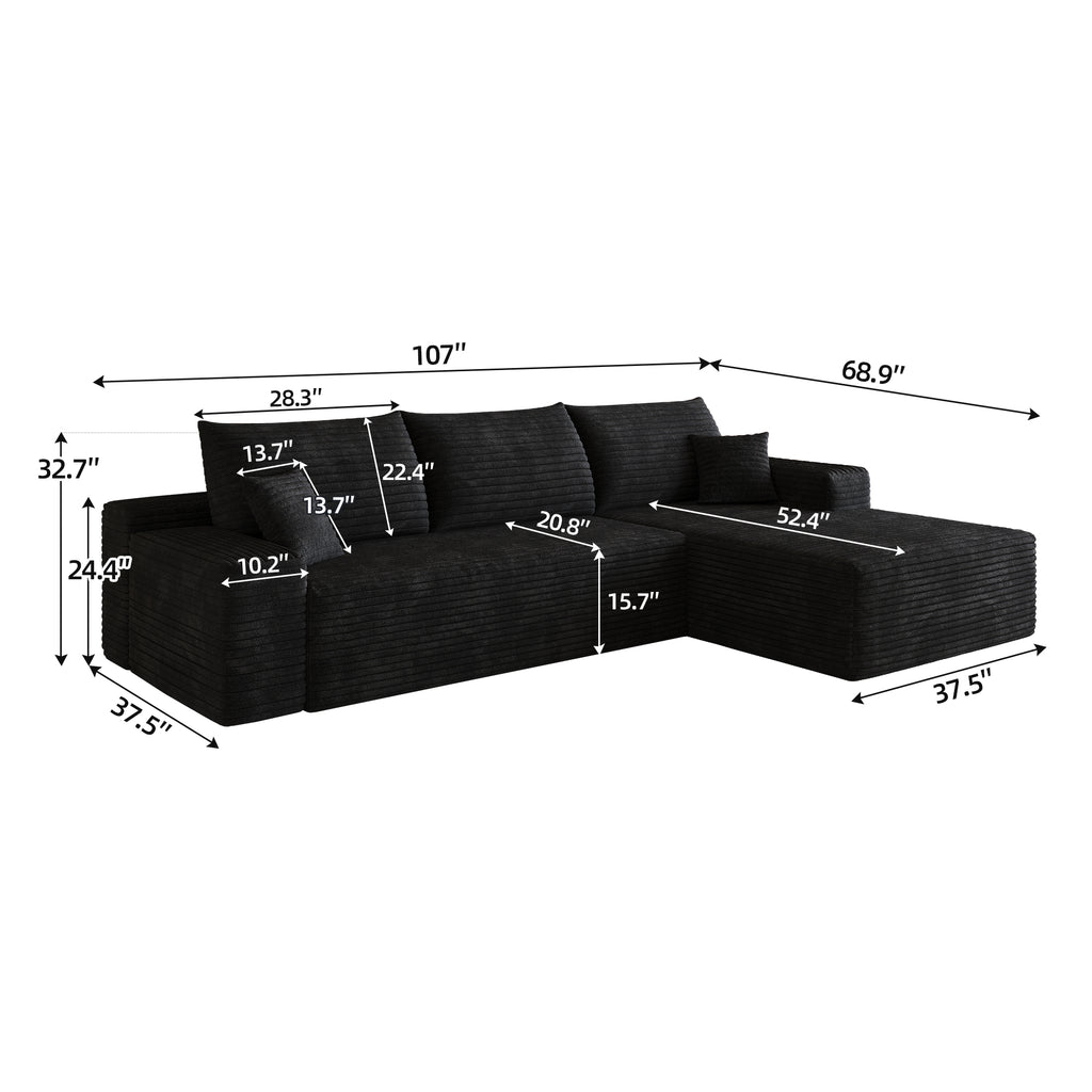 107" Cloud Sectional Couch with L-Shape Chaise