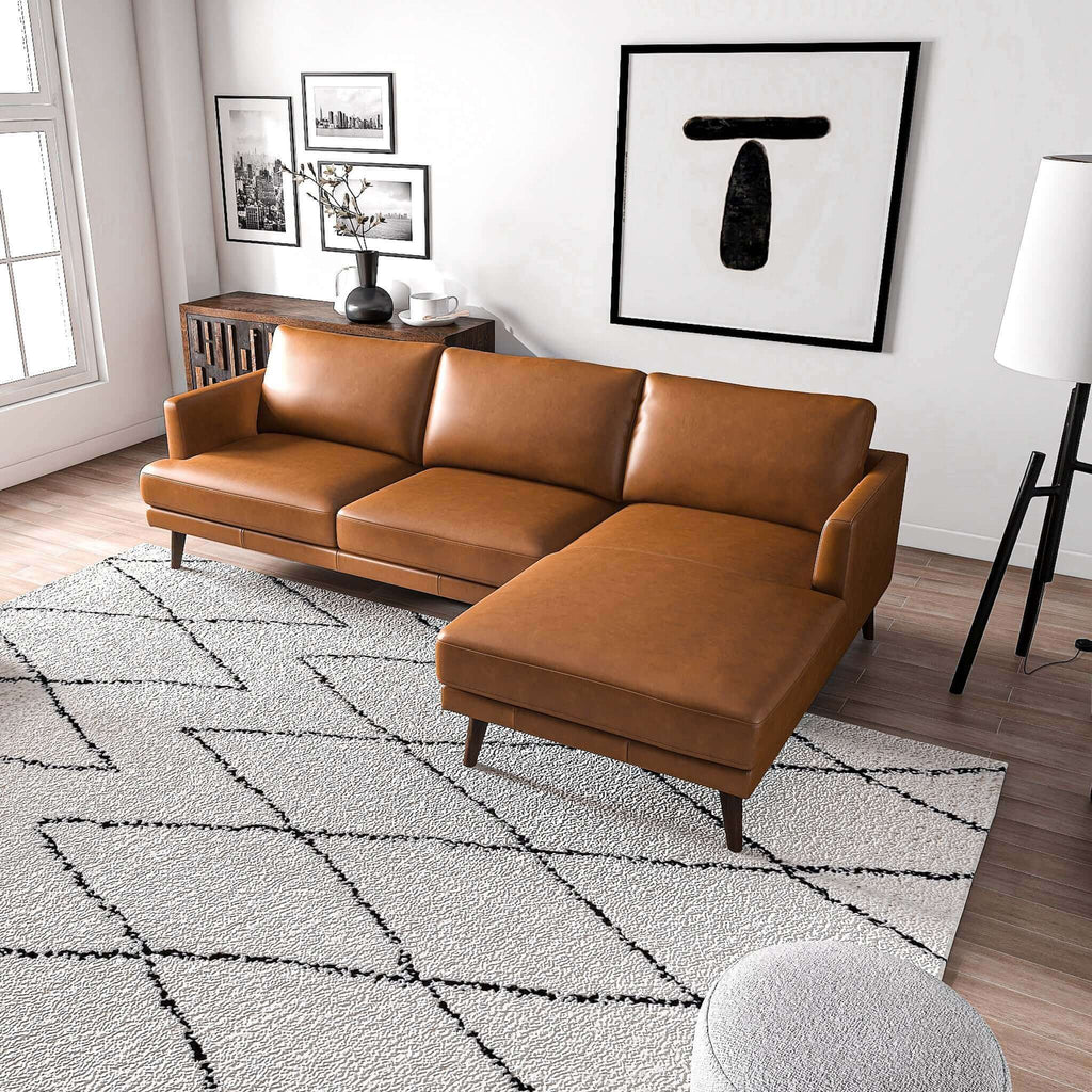 Lore L-Shaped Genuine Leather Sectional