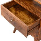 Classic Chestnut Nightstand, 2-Drawers, 1 Open-Slot, Nordic Legs
