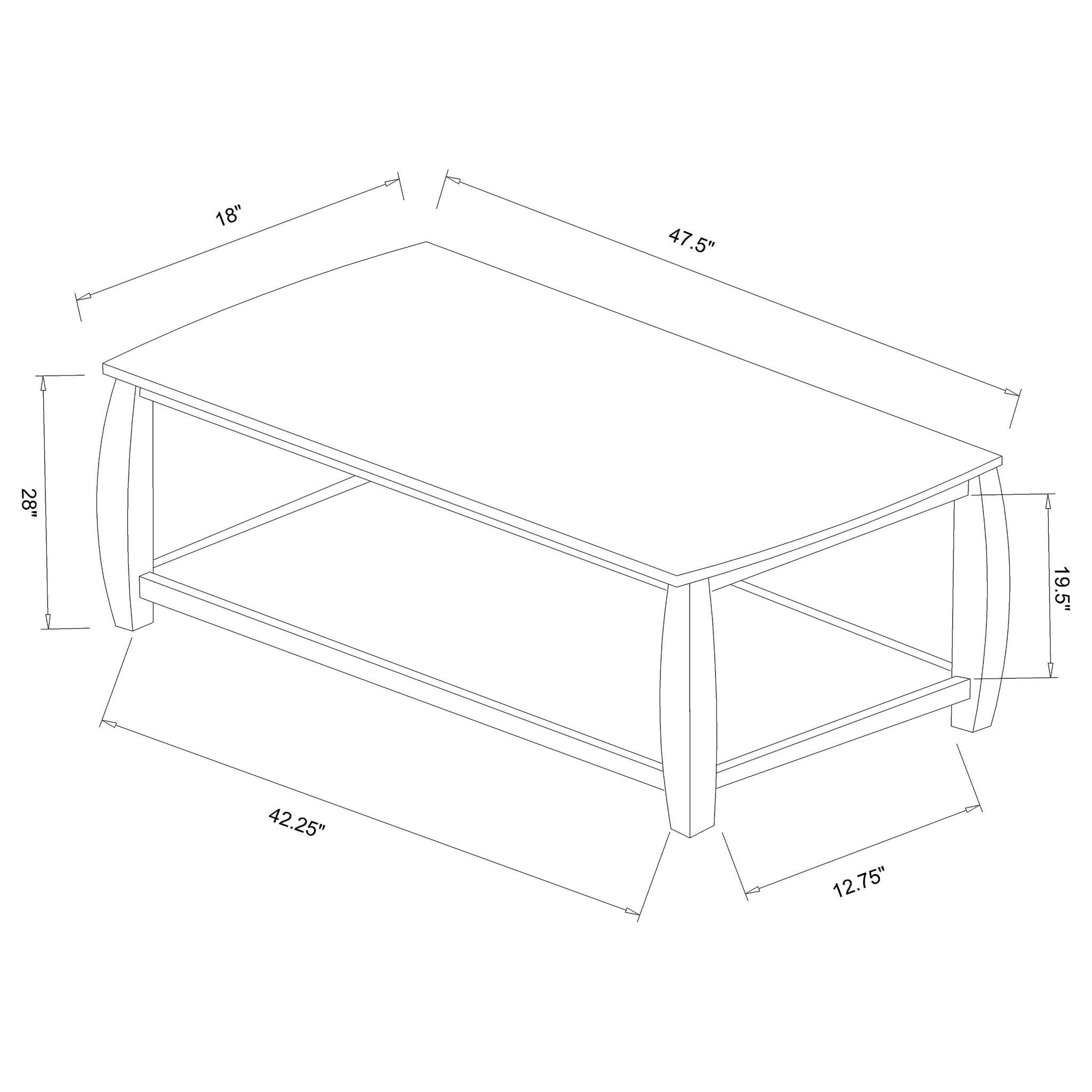 Rectangular Sofa Table With Double Shelf - Brown