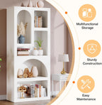 70.87” Tall White Geometric Arched 5-Shelf Art Display Bookcase