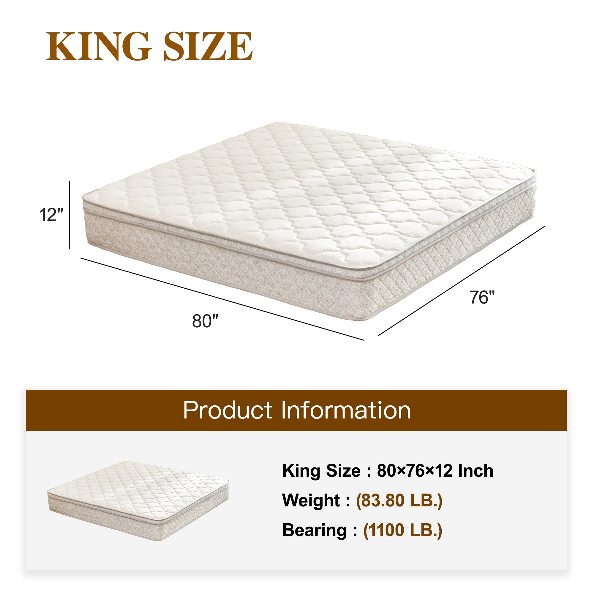 King Size 12 Inch Hybrid Mattress