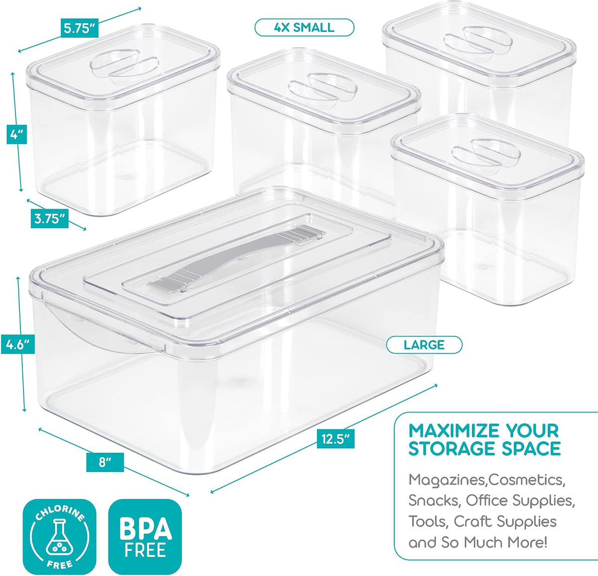 Clear Organizer Bins with Lids – Stackable Storage Containers for Home Organization