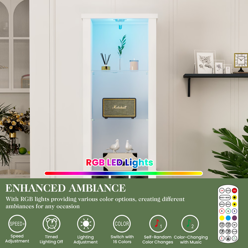 75'' Tall Storage Cabinet with LED Light